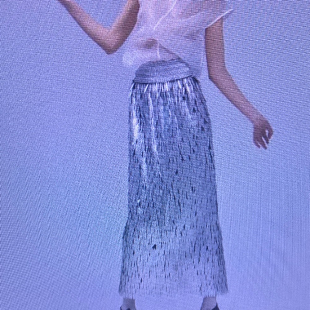 SHEIN Silver Metallic Pleated Maxi Skirt with Shimmer